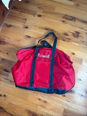 L.L. Bean Red Canvas Tote with Navy Trim